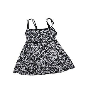 Longitude bathing swim suit Dress Women’s Sz 16w black White